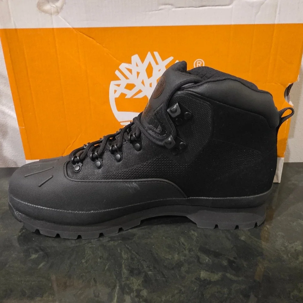 Timberland Mens Euro‎ Hiker Shell Toe Boots Black Waterproof A631F 10
